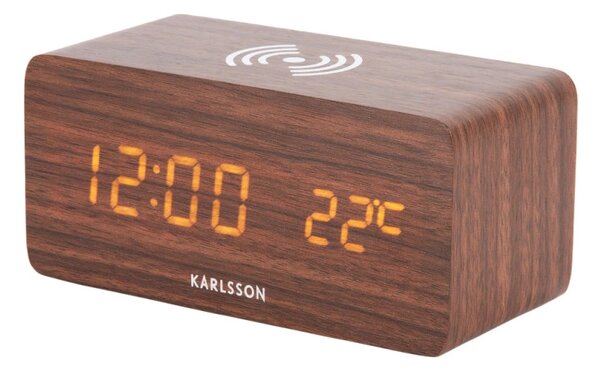 LED budík-hodiny 5933DW Karlsson s nabíječkou smartphonů 15cm