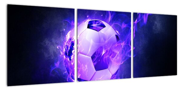 Hořící fotbalový míč - obraz (90x30cm)