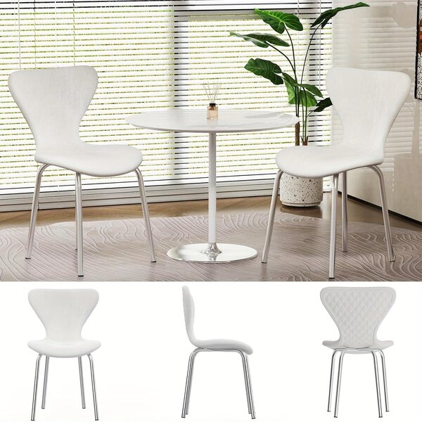 Jídelní židle - Židle - Židle s opěradlem ve tvaru sedáku - Designové židle - Bílé sametové židle - Ergonomický design