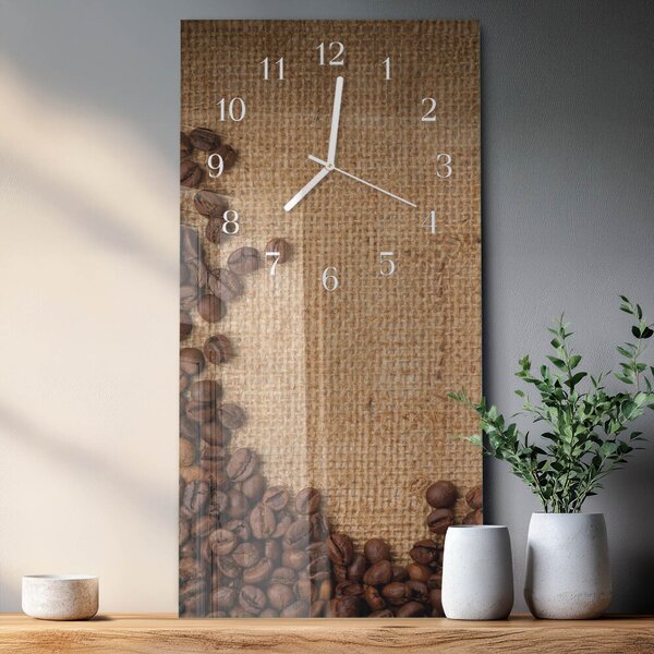 Skleněné hodiny vertikální Kávová zrna zsppb-30x60-00090884