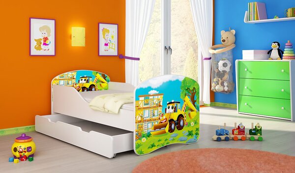 Dětská postel - Bagr - 140x70 cm + šuplík