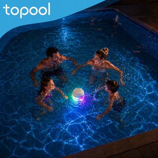 Vodotěsný Bluetooth reproduktor do bazénu IP68, LED + Teploměr + Stereo Audio