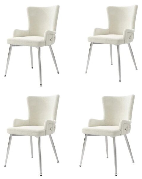 Jídelní židle - Sametové židle - Designové židle - Kovové nohy - Sada 4 kusů - Pohodlné