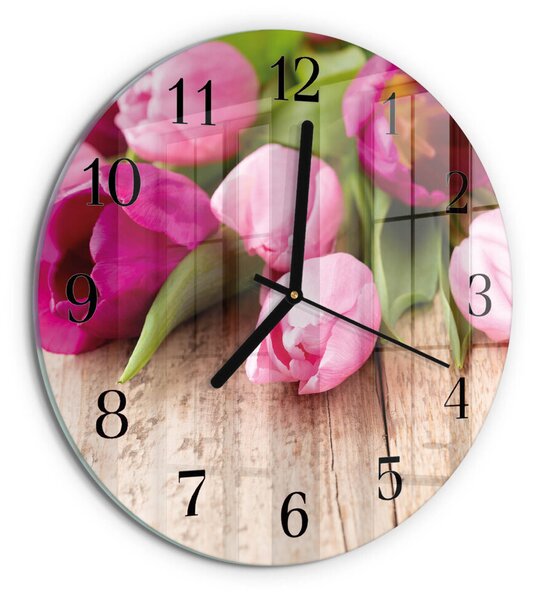 Skleněné nástěnné hodiny Tulipány zsoc-fi30-00178789