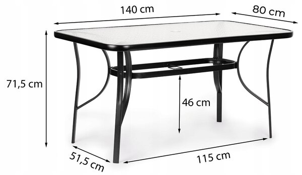 Zahradní skleněný stůl MultiGarden 140x80 cm na terasa balkon tvrzená deska
