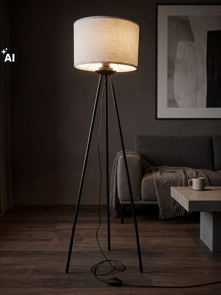 Sinsay - Stojací lampa na trojnožce s válcovým stínidlem - béžová
