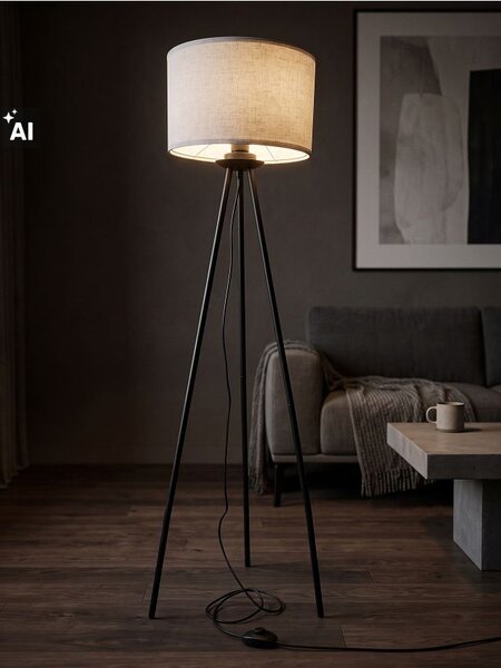 Sinsay - Stojací lampa na trojnožce s válcovým stínidlem - béžová