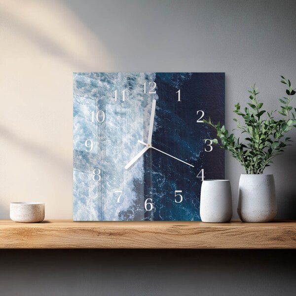 Skleněné hodiny Oceánské vlny zskb-30x30-00091026