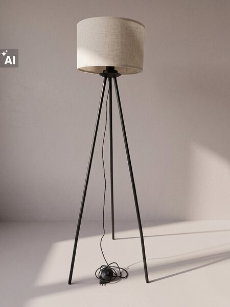 Sinsay - Stojací lampa na trojnožce s válcovým stínidlem - béžová