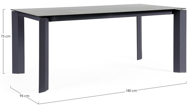 Bizzotto Antracitově šedý keramický zahradní stůl Otavio 180 x 95 cm