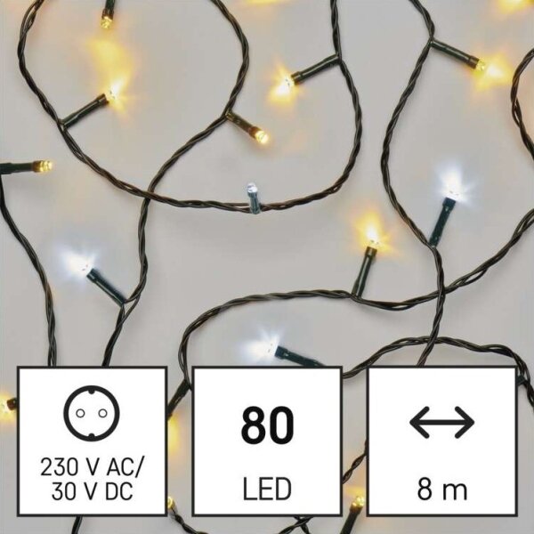 LED venkovní řetěz 80xLED/13m IP44 teplá/studená bílá