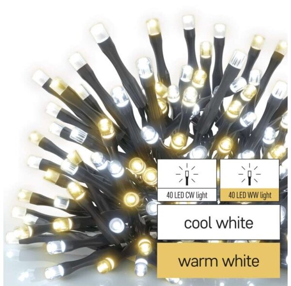 LED venkovní řetěz 80xLED/13m IP44 teplá/studená bílá