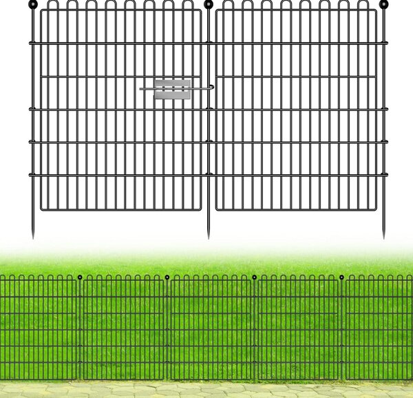 Kovová brána do zahrady, skládající se z 10 panelů (75 x 81 cm) s 11 fixačními tyčemi, síťka pro výběhy, ohraničení spodní části a ochrana jezírka