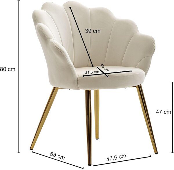 Jídelní židle - křeslo s tvarovaným sedákem - židle - sada 1 kus - potah z veluru - skandinávský design - zlaté kovové nohy
