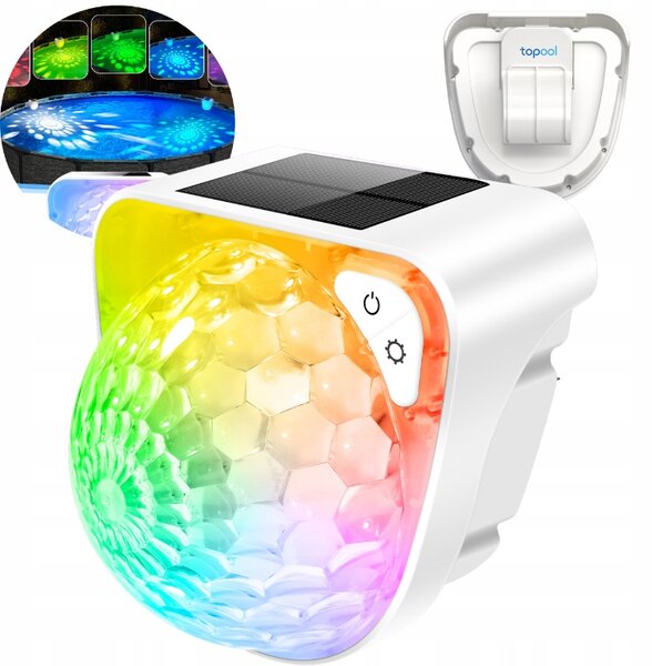LED bazénová lampa topool 9 režimů svícení solární vodotěsná IP68 6-8 h