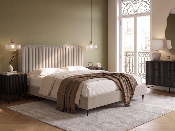 Postel Umělý samet BRIN 160 x 200 cm Taupe