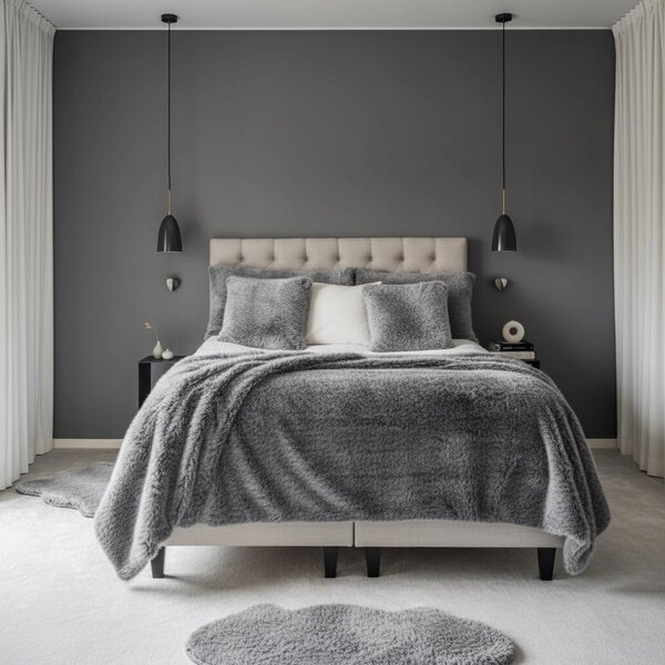 Skinnwille Home Collection Polštář Stily Grey, umělá kožešina, 60x40 cm