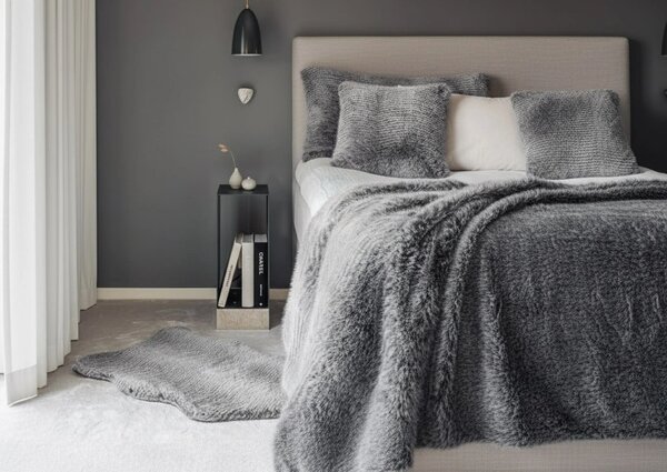 Skinnwille Home Collection Polštář Stily Grey, umělá kožešina, 60x40 cm