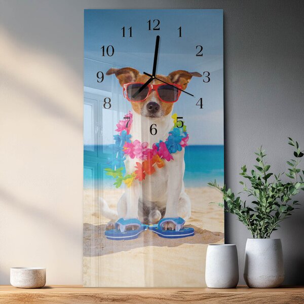 Skleněné hodiny vertikální Pes zsppc-30x60-00173834