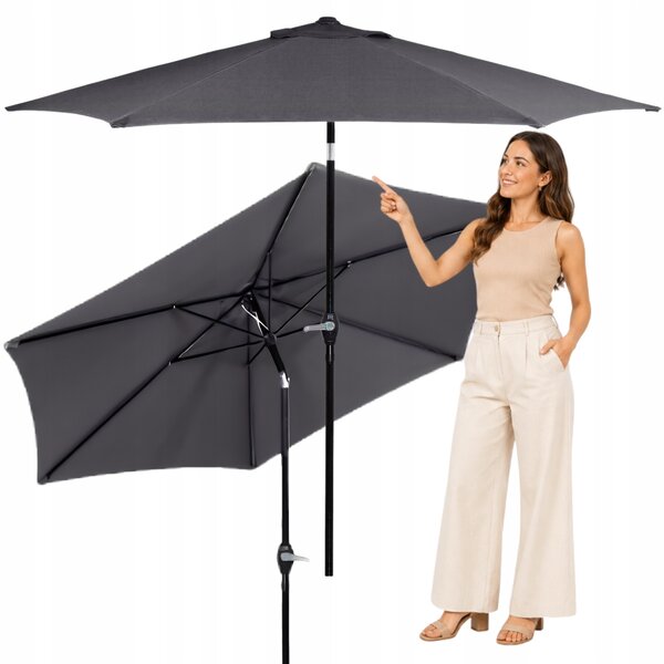 SPRINGOS SUNNY GU0021 Zahradní slunečník 250 cm, tmavě šedý