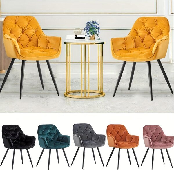 Moderní jídelní židle – potažené sametovou látkou – s kovovou konstrukcí – s područkami – s elegantním designem