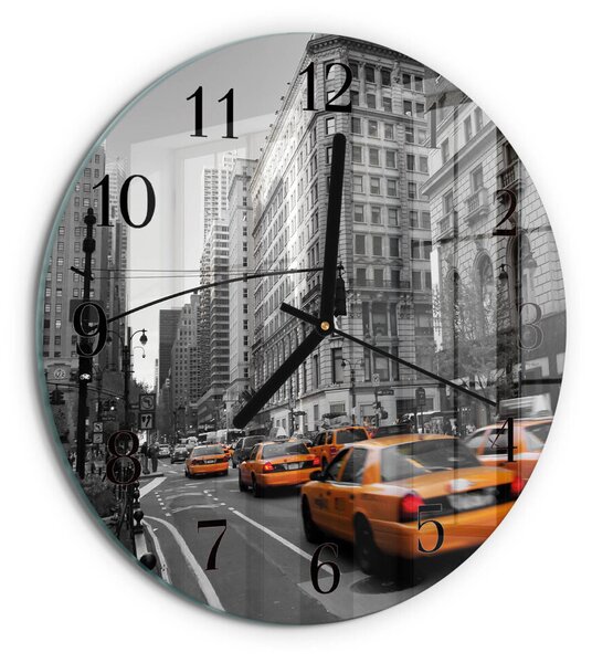 Skleněné nástěnné hodiny Newyorské taxi zsoc-fi30-00171399