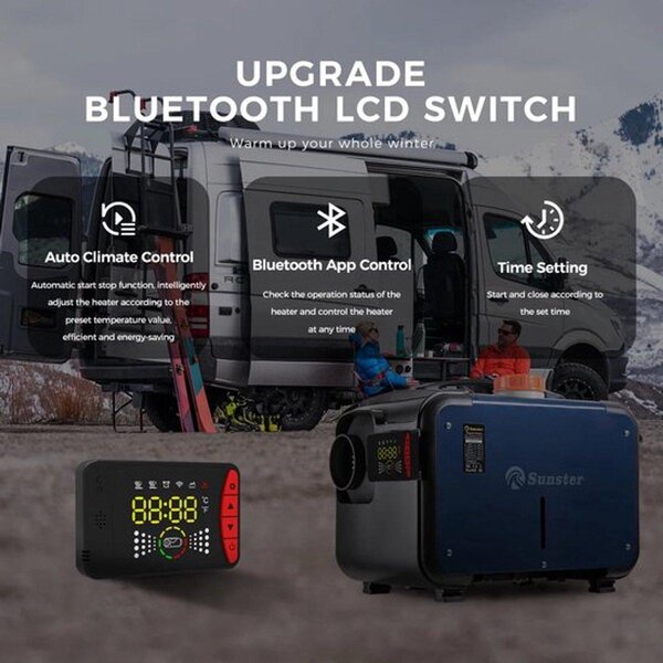 Dieselový topný panel 8 kW – 12V a 24V s ovládáním přes Bluetooth, určený pro vozidla a dílny