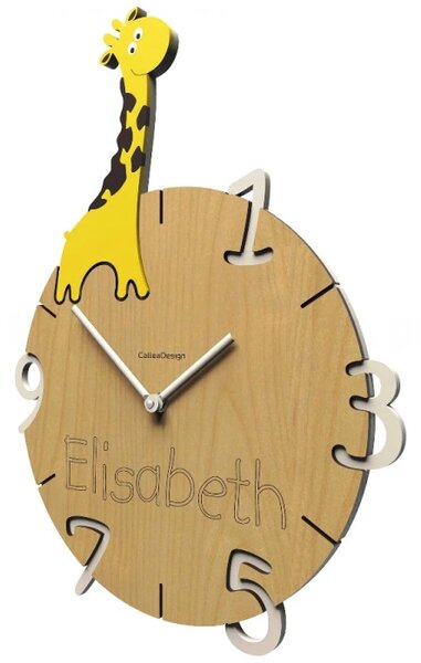 Dětské hodiny CalleaDesign žirafa 42cm (možnost vlastního jména)