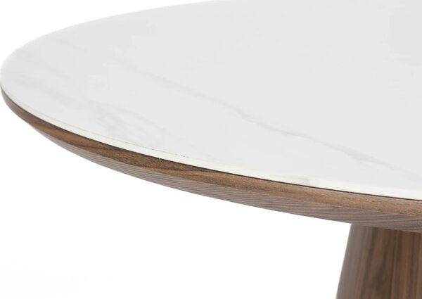 White Label Ořechový jídelní stůl ALMIRA 180 x 90 cm s mramorovým dekorem