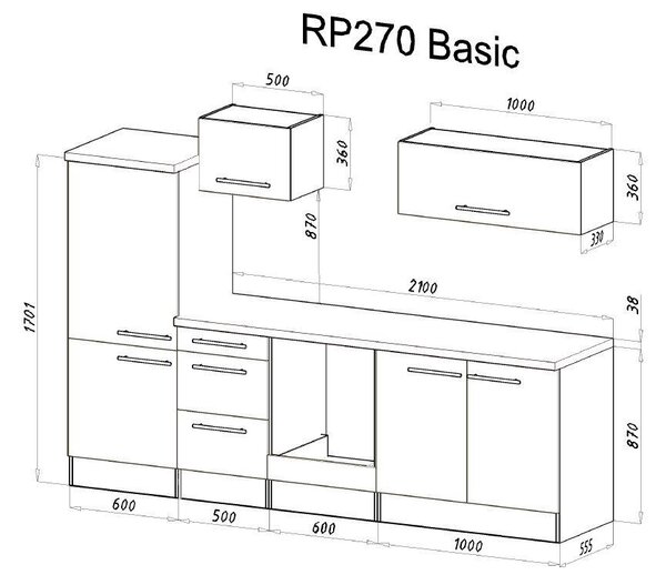 KUCHYŇSKÝ BLOK 270 cm Respekta - Online Only kuchyňské linky, Online Only