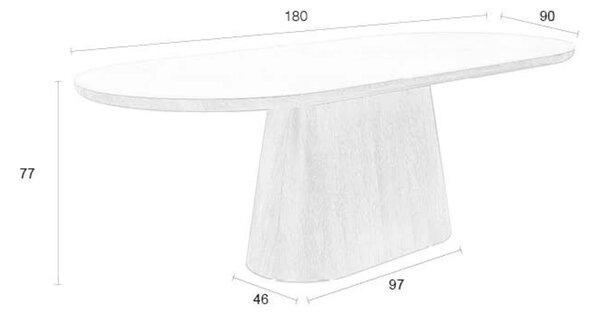 White Label Ořechový jídelní stůl ALMIRA 180 x 90 cm s mramorovým dekorem