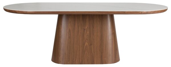 White Label Ořechový jídelní stůl ALMIRA 180 x 90 cm s mramorovým dekorem