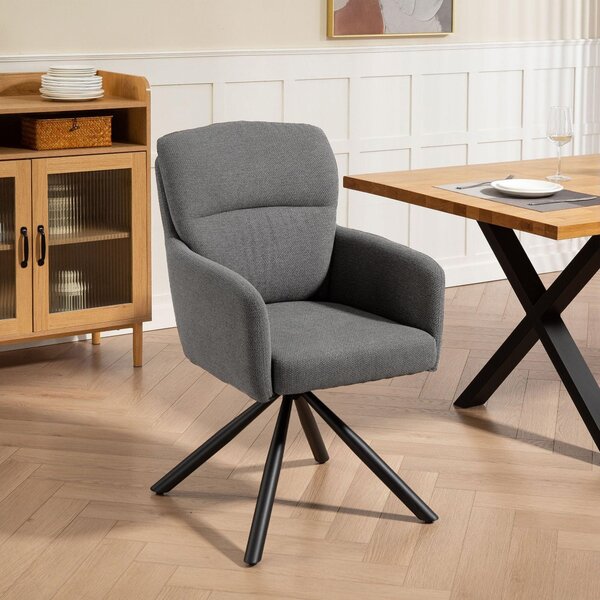Jídelní židle - Kuchyňská židle - Židle s područkami - Čalouněná židle - Designová židle - Šedá