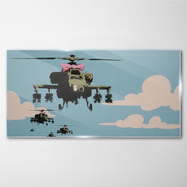Obraz na skle Obraz na skle Banksy Helicopter