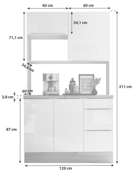 MINIKUCHYNĚ 120 cm Respekta - Online Only kuchyňské linky, Online Only