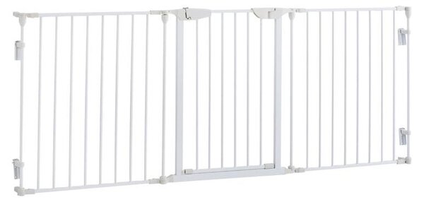 Ohrádka pro psy se 3 prvky a bezpečnostními dvířky, bílá, rozměry 180x3x74,5 cm, pro bezpečnou ochranu