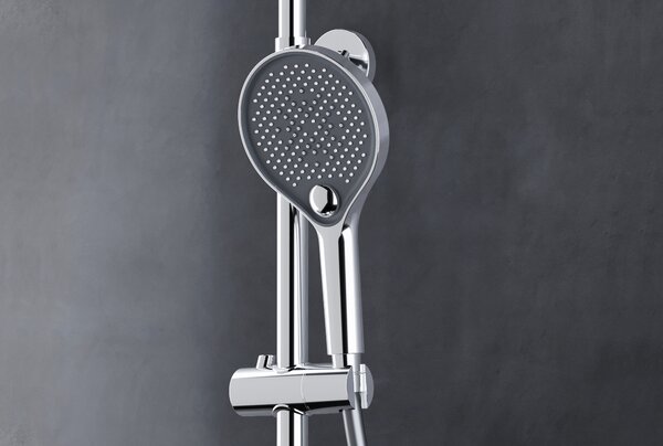 Ruční sprcha HB153R kulatá - proti vodnímu kameni - chrom / černý mat - 3 režimy proudu