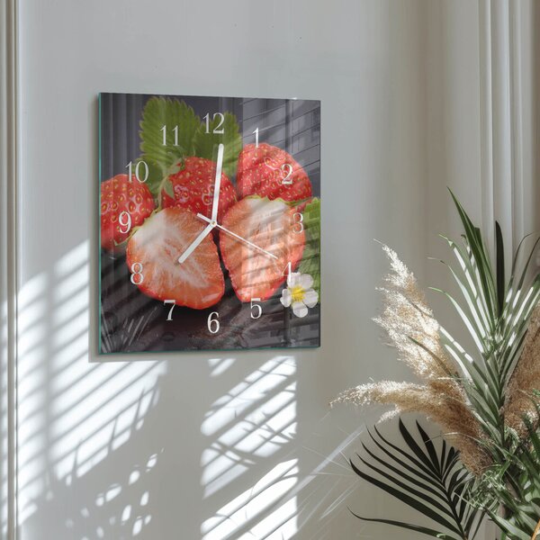 Skleněné hodiny Jahody zskb-30x30-00087720