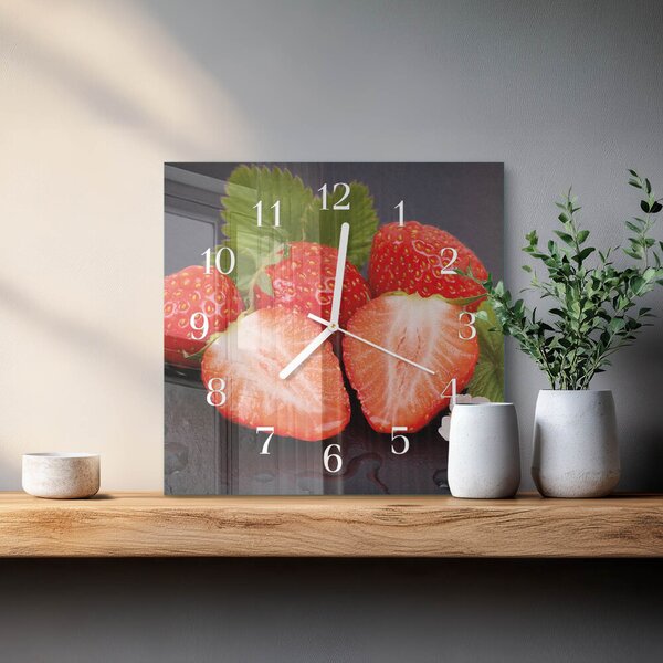 Skleněné hodiny Jahody zskb-30x30-00087720