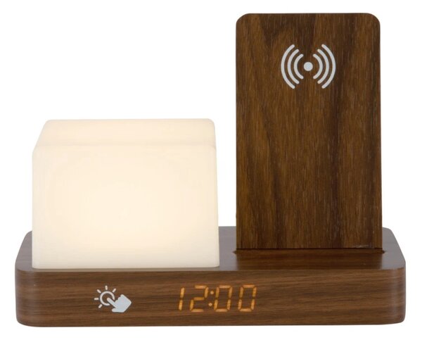Digitální stolní hodiny 6079DW Karlsson s lampou a nabíječkou smartphonů 20cm