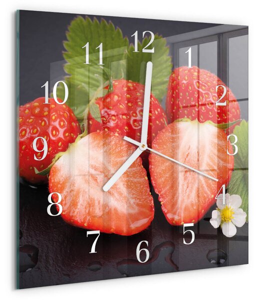 Skleněné hodiny Jahody zskb-30x30-00087720