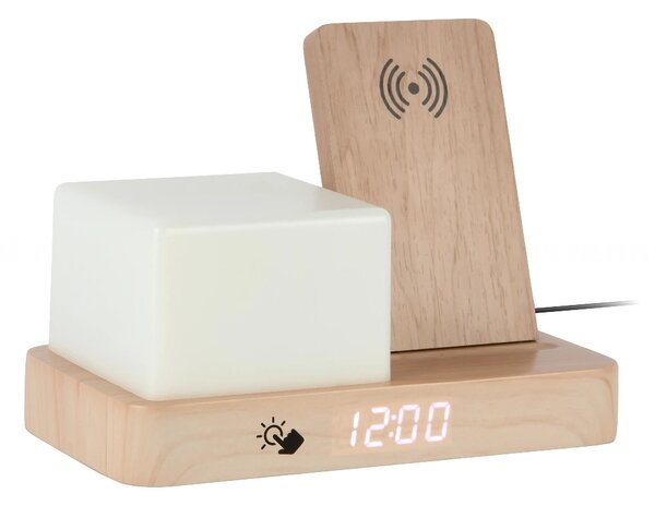 Digitální stolní hodiny 6079WD Karlsson s lampou a nabíječkou smartphonů 20cm
