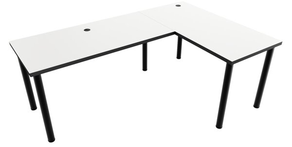 Počítačový rohový stůl LOOK N, 200/135x73-76x65, bílá/černé nohy, pravý