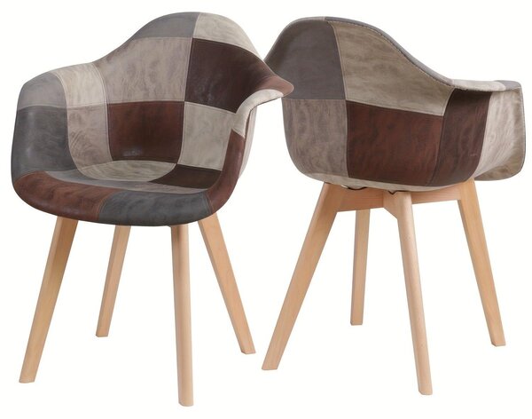 Jídelní židle - Židle - Sedací křeslo - Křeslo s područkami - Otočná židle - Sada 2 kusů - Ergonomický design - Dřevěné nohy