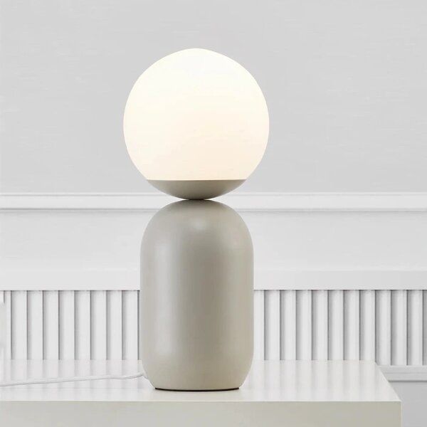Nordlux Opálově bílá skleněná stolní lampa Notti s béžovou podstavou
