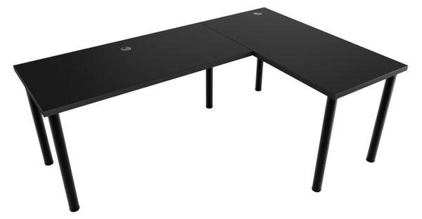 Počítačový rohový stůl N, 200/135x73-76x65, černá, pravý