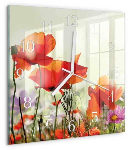 Skleněné hodiny Vlčí máky zskb-30x30-00082860