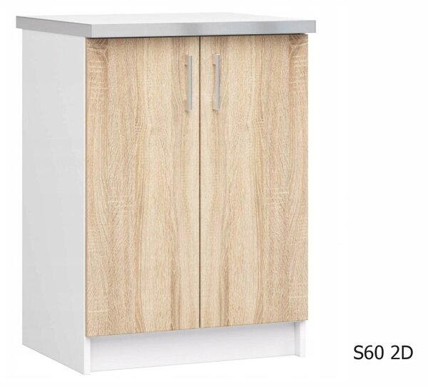 Kuchyňská skříňka dolní s pracovní deskou SALTO S60 2D, 60x85,5x46, sonoma/bílá
