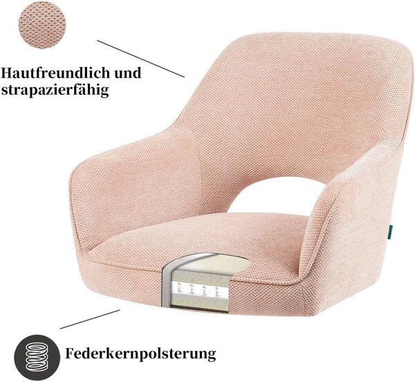 Jídelní židle - Otočná židle - Židle - Pohodlná židle - Čalounění v jemně růžové barvě - Otočná o 360°