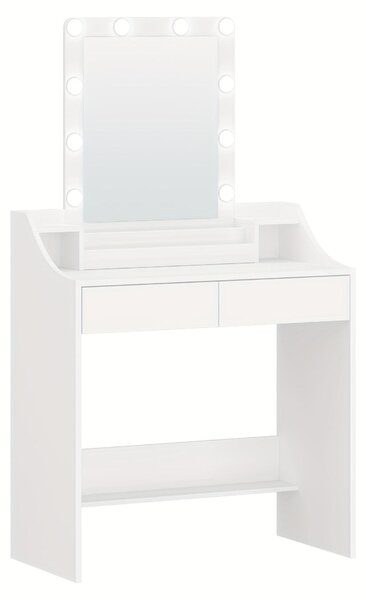 Kosmetický stolek - Toaletní stolek - Stolek na líčení - Kosmetický stolek s LED osvětlením (nastavitelným), bílý